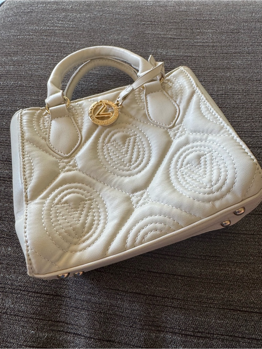 Designer-Inspired Quilted White Leather Top-Handle Bag
